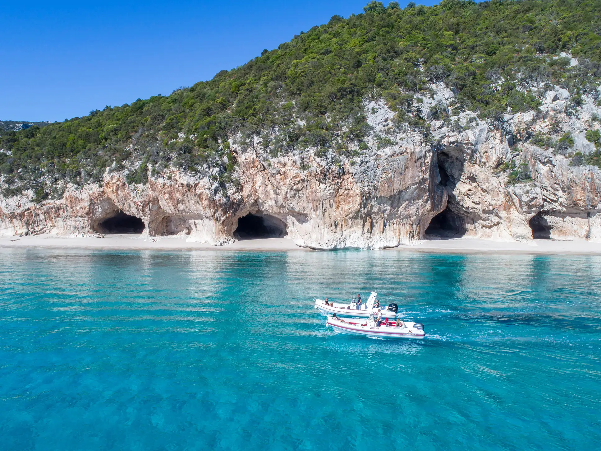 Aerial view of cave beach in the Gulf of Orosei