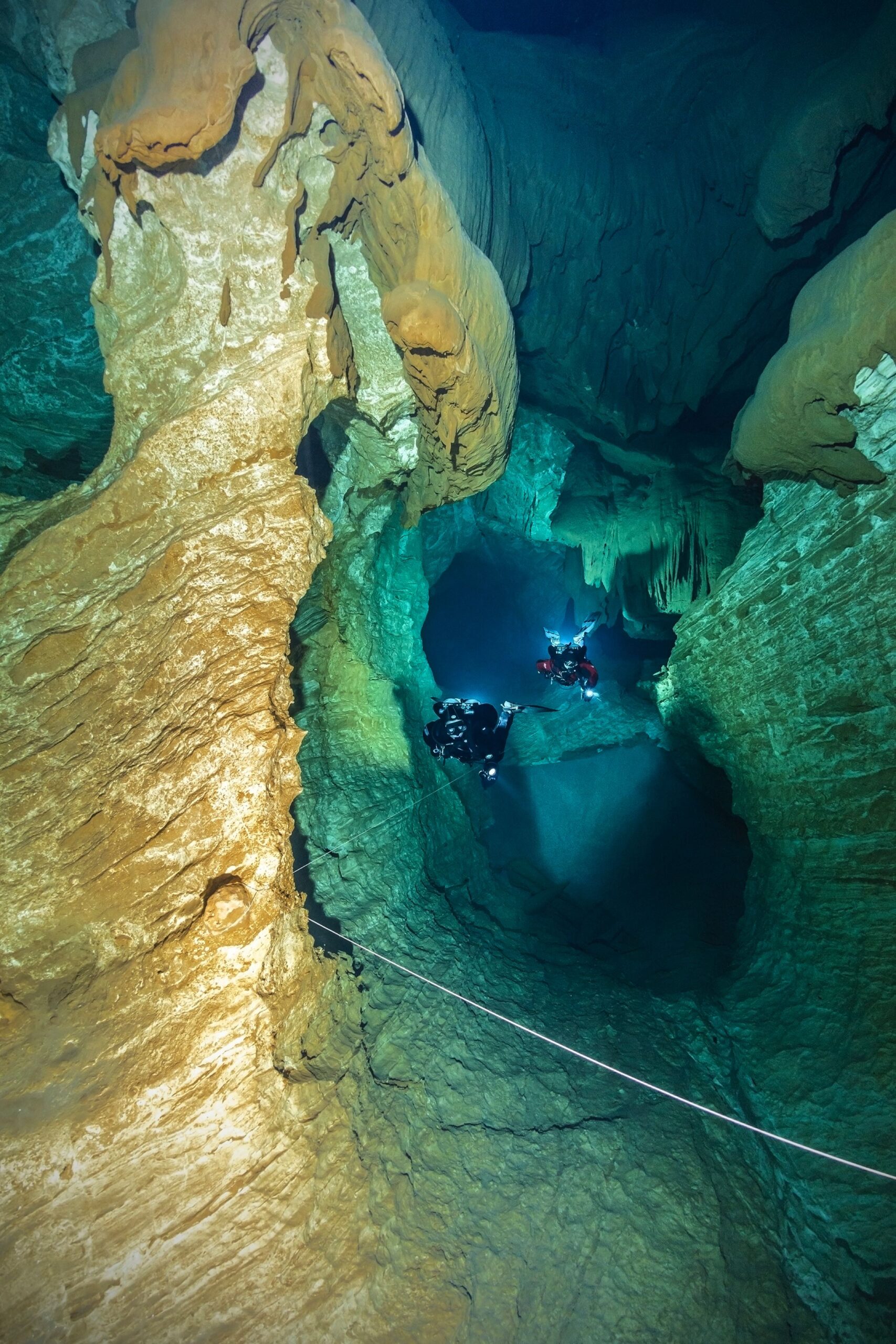 A team exploring a cave